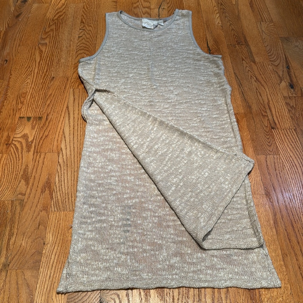 Green Dragon cotton poly blend oatmeal tan tank top/swim suit cover up size m - Picture 3 of 3
